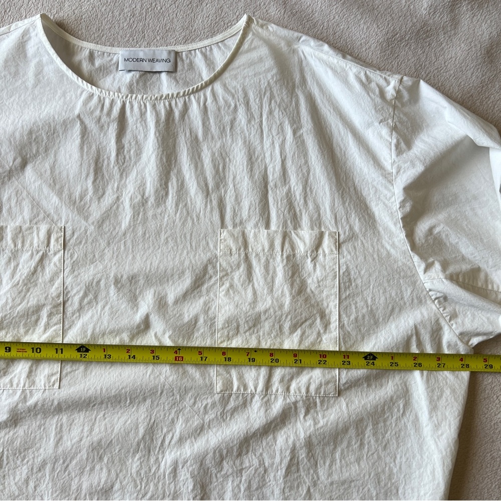 Modern Weaving Popover Poplin Top Pocket Parchment Off-White Womens XL Normcore - Picture 13 of 16